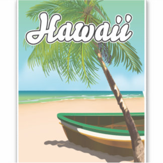 Pegatina Afiche de viaje en la playa tropical de Hawái