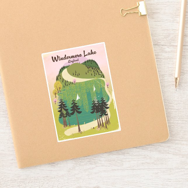 Pegatina afiche de viaje en lago windermere (Cuaderno)