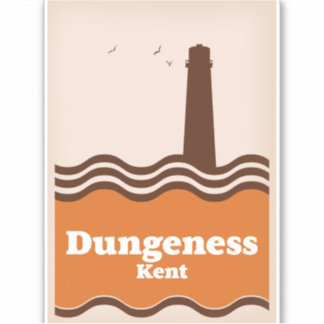 Pegatina Afiche de viaje estilo vintage de Dungeness Kent