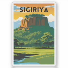 Pegatina Afiche de viaje mínimo para sigiriya
