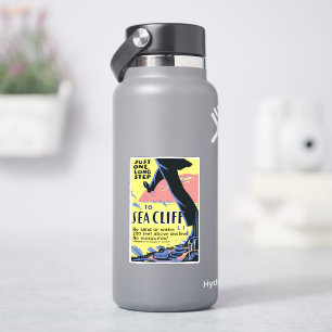 Pegatina Afiche de viaje que promueve el acantilado marino,