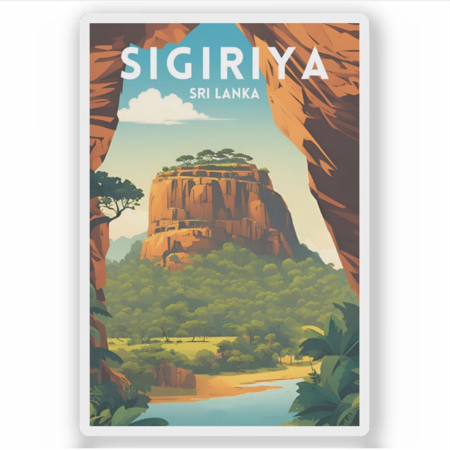 Pegatina Afiche de viaje tradicional sigiriya (Anverso)
