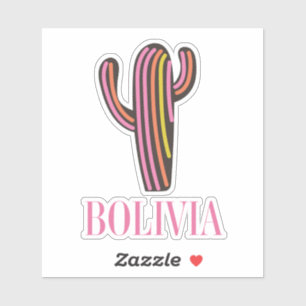 Pegatina Afiche de viajes de cactus de Bolivia
