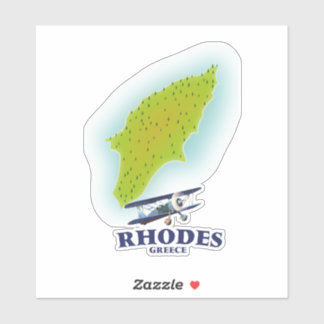 Pegatina Afiche de viajes de Rodas, isla de Grecia.