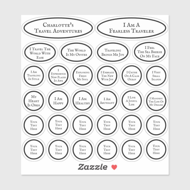 Pegatina Afirmaciones De Viajes Modelo En Blanco Y Negro De (Hoja)