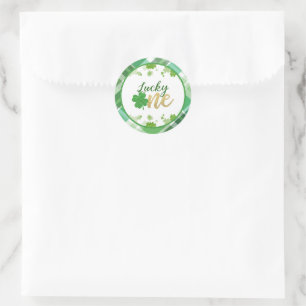 Pegatina afortunado de un cumpleaños