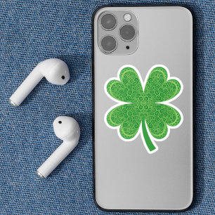 Pegatina Afortunado Día de San Patricio con cuatro hojas