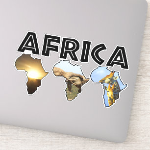 Pegatina Africa Wildlife Continent Trio Black Text