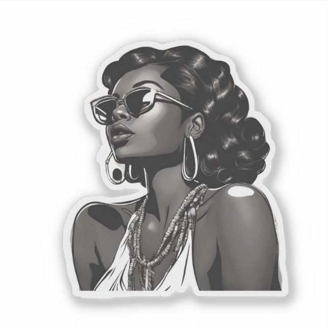 Pegatina African American Woman Custom-Cut Vinyl Sticker (Anverso)