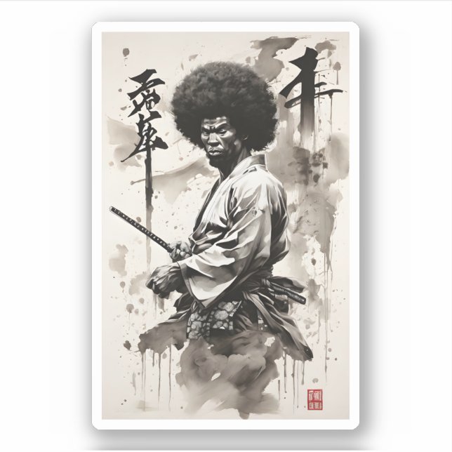 Pegatina Afro Samurai vintage (Anverso)