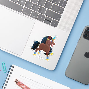 Pegatina Afro Unicornio   Prancing mágico