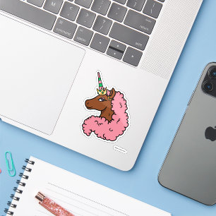 Pegatina Afro Unicornio rosa claro
