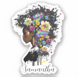 Pegatina Afroamericana con flores