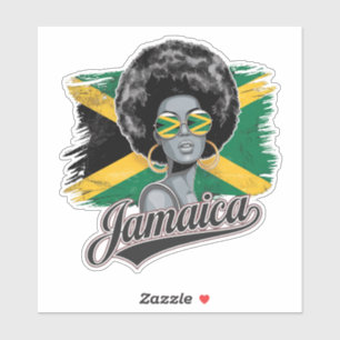 Pegatina Afrocaribeña Mujer Jamaica Bandera Isla Vibe