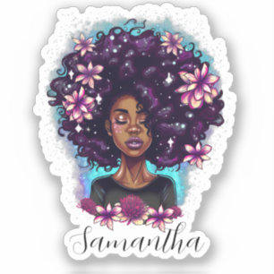 Pegatina Afromujer floral esparkling