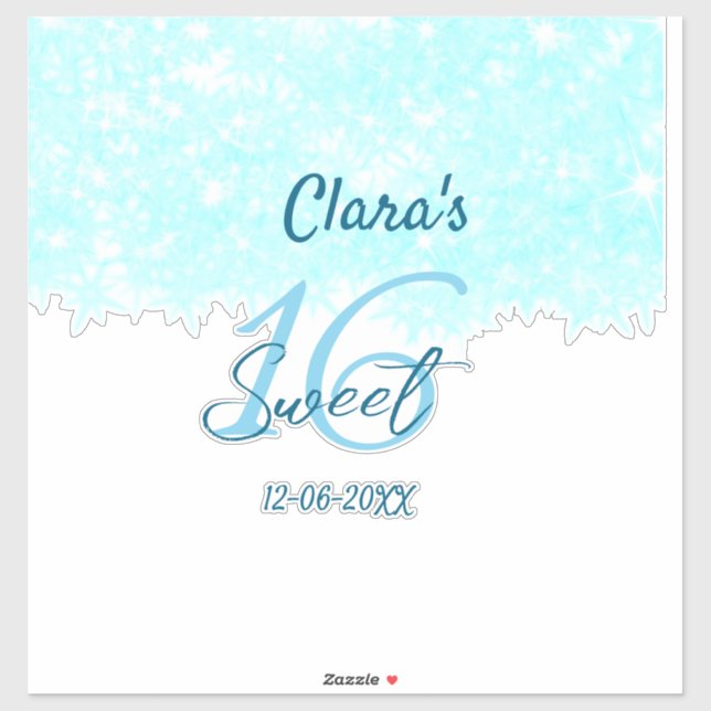 Pegatina Agate verde azulado turquesa dulce 16 cumpleaños a (Hoja)