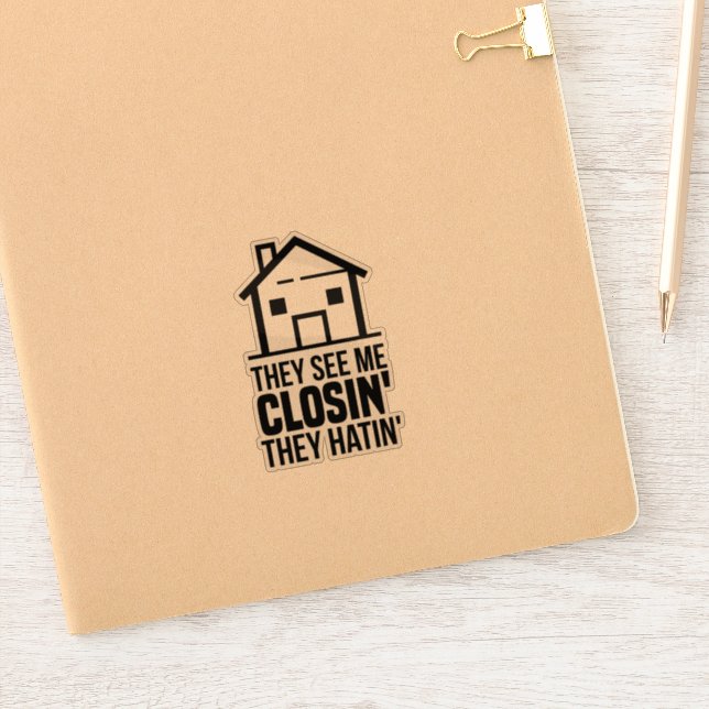 Pegatina Agente inmobiliario que me ven cerrando, odian (Cuaderno)