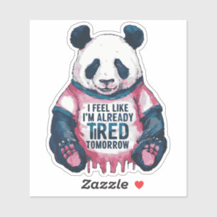 Pegatina Agotado Divertido Ya Cansado Panda Humor Chiste