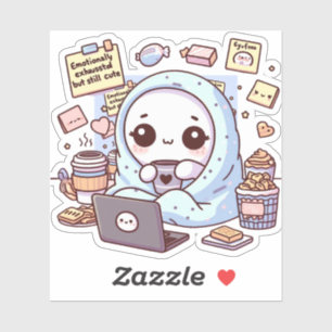 Pegatina Agotado Emocionalmente pero Todavía Kawaii Mental