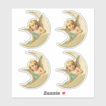 Agradable ángel victoriano descansando en la luna 