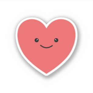 Pegatina Agradable Kawaii Sonriente Corazón Rojo