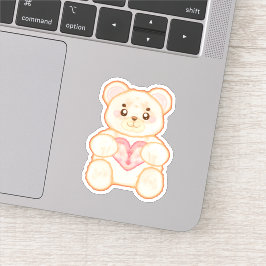 Pegatina Agradable Oso El día de San Valentín Con Corazón R