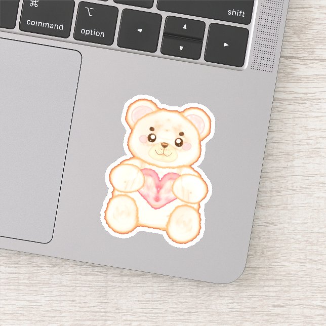 Pegatina Agradable Oso El día de San Valentín Con Corazón R (Detalle)