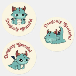 Pegatina agradecido con el dragón verde azul
