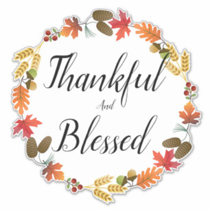 Pegatina agradecido y bendecido