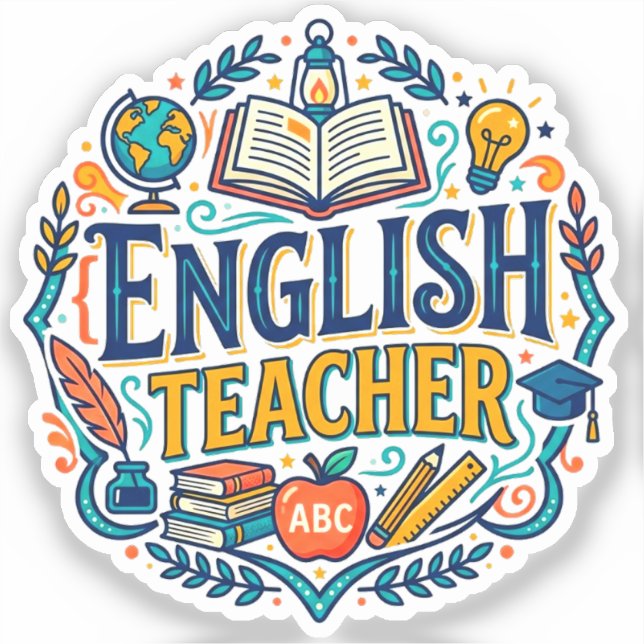 Pegatina Agradecimiento al profesor de inglés (Anverso)