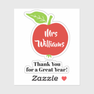 Pegatina Agradecimiento del profesor de manzanas rojas