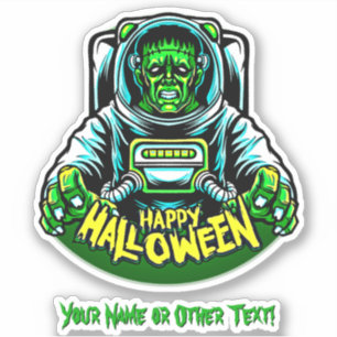 Pegatina Agregar Nombre, Monstruo Zombie Astronauta Verde A