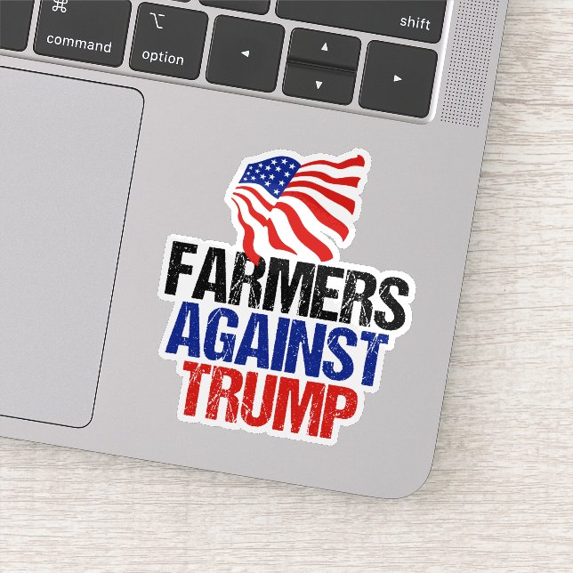Pegatina Agricultores contra portátil electoral Trump 2024 (Detalle)