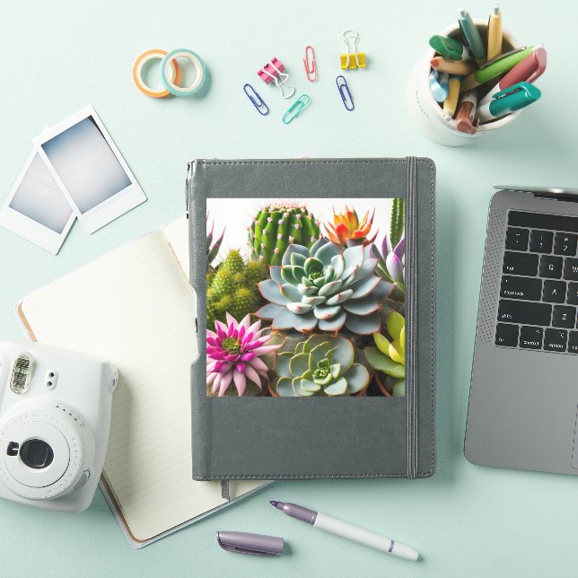 Pegatina Agrupación de cactus y plantas suculentas (Funda para iPad)