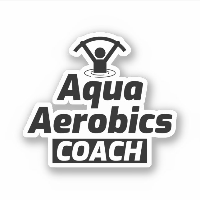 Pegatina Agua Aerobic Entrenador Ejercicio Acuático Fitness (Anverso)