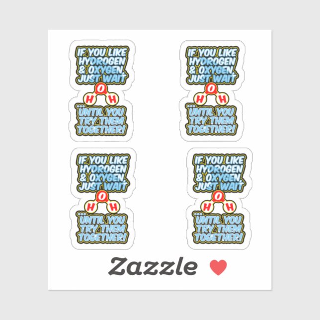 Pegatina Agua de hidratación química de frunny H2O (Hoja)