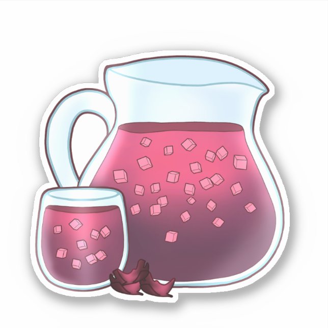 Pegatina Agua de Jamaica agua fresca (Anverso)