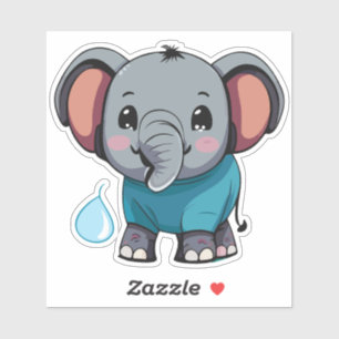 Pegatina Agua de rociado de elefante pequeño lindo del tron