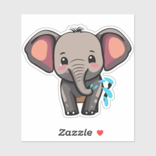 Pegatina Agua de rociado de elefante pequeño lindo del tron