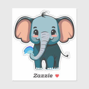 Pegatina Agua de rociado de elefante pequeño lindo del tron