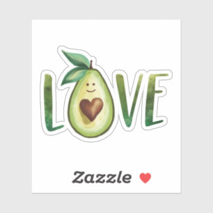 Pegatina Aguacate Amor Acuarela Avaocado Carácter Corazón