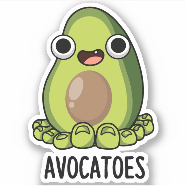 Pegatina Aguacate-dedos de pie Funny Aguacate Puns (Anverso)