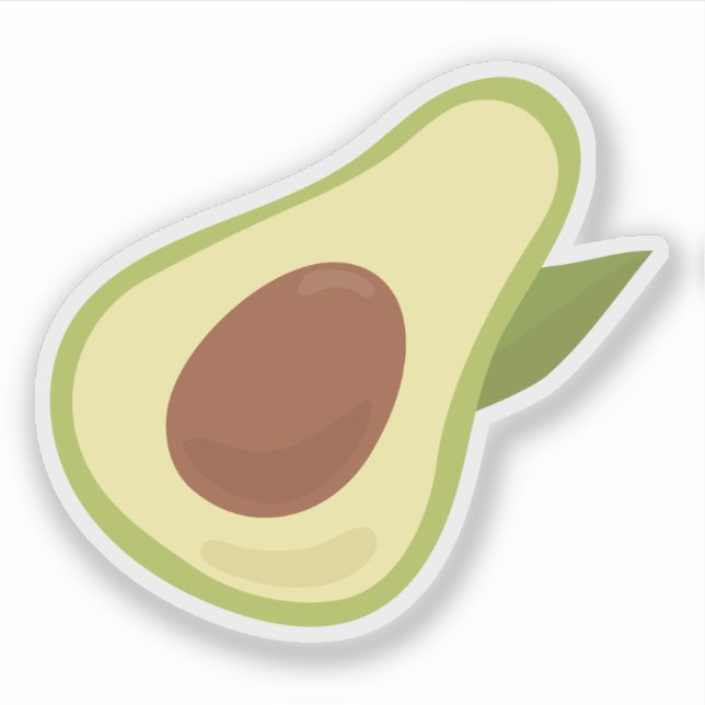 Pegatina Aguacate divertido estilo retro verde pastel (Anverso)
