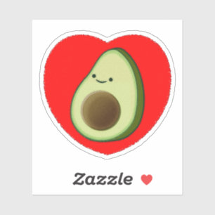 Pegatina Aguacate lindo en el corazón rojo