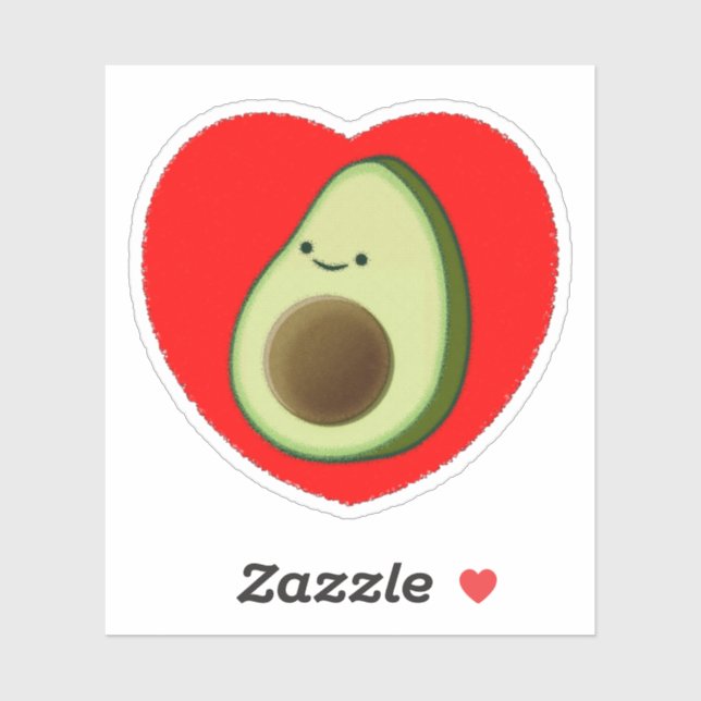 Pegatina Aguacate lindo en el corazón rojo (Hoja)