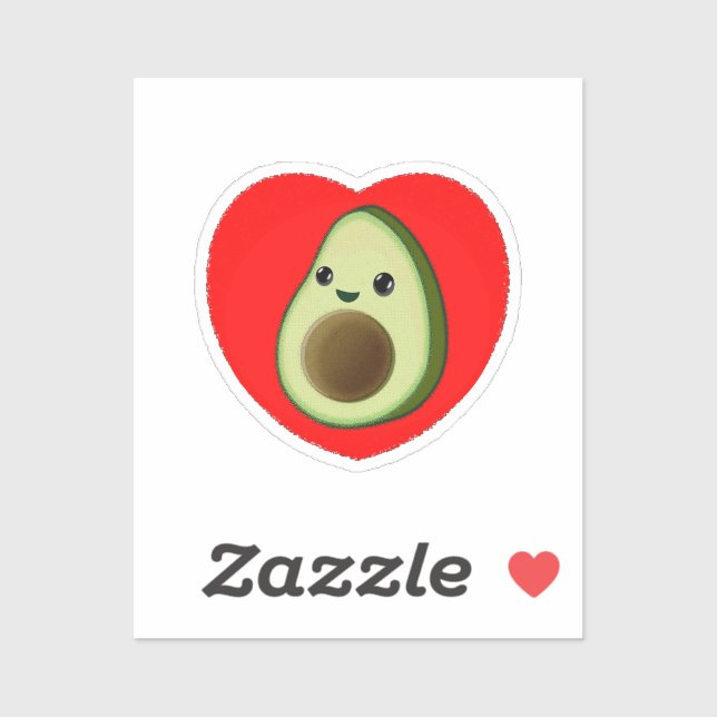 Pegatina Aguacate, Personalizado Bebé Cutáneo En El Corazón (Hoja)