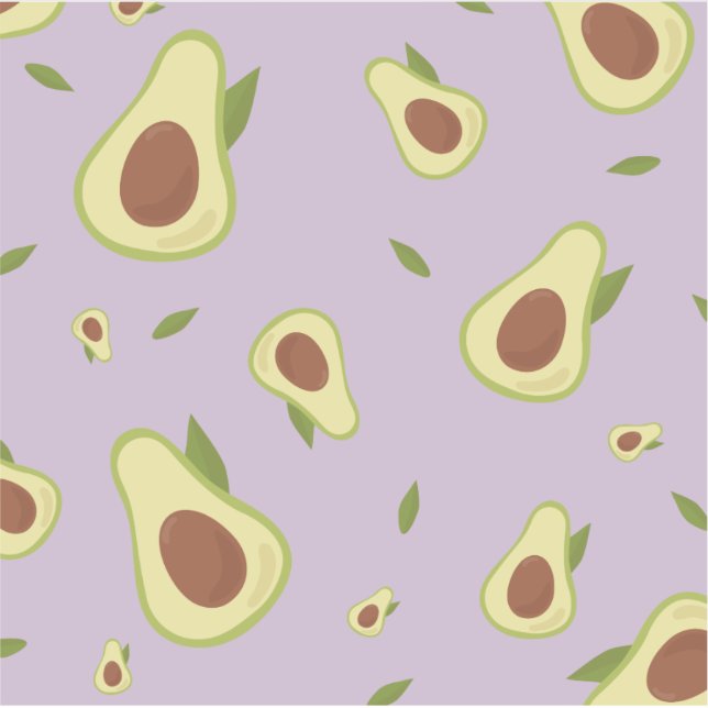 Pegatina Aguacates divertido patrón retro verde y violeta (Anverso)