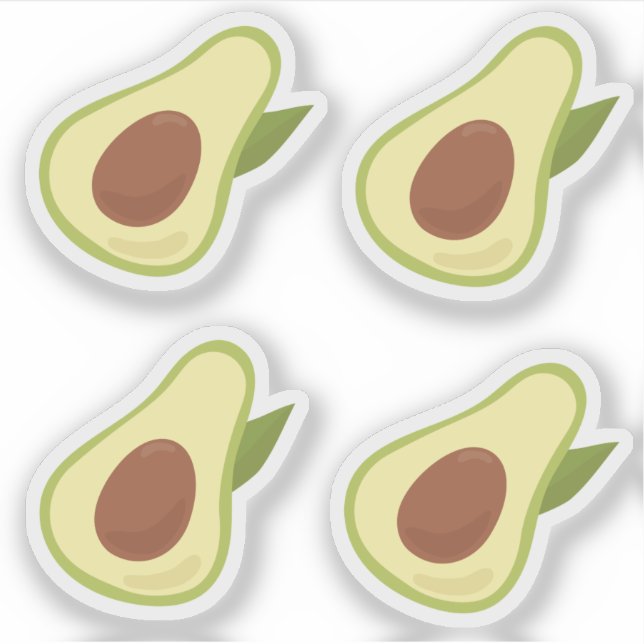 Pegatina Aguacates divertidos estilo retro verde pastel con (Anverso)