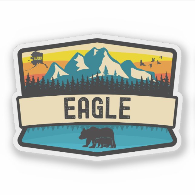 Pegatina Águila, Alaska (Anverso)