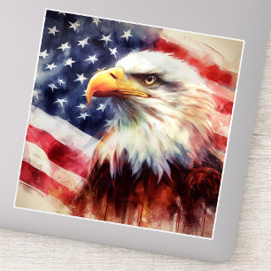 Pegatina Águila calva con bandera de los Estados Unidos de 